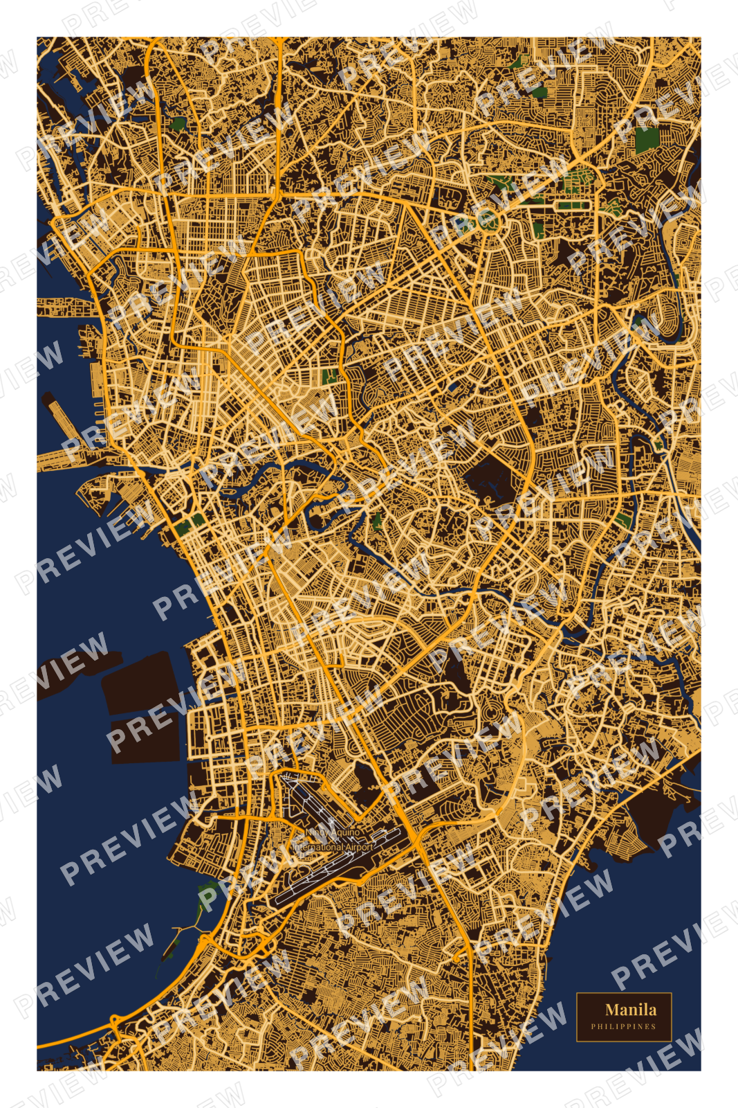 Manila map poster by Mapidoo