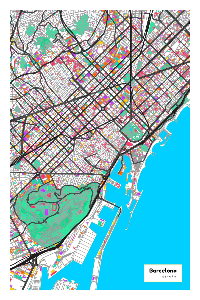 Barcelona map poster by Mapidoo